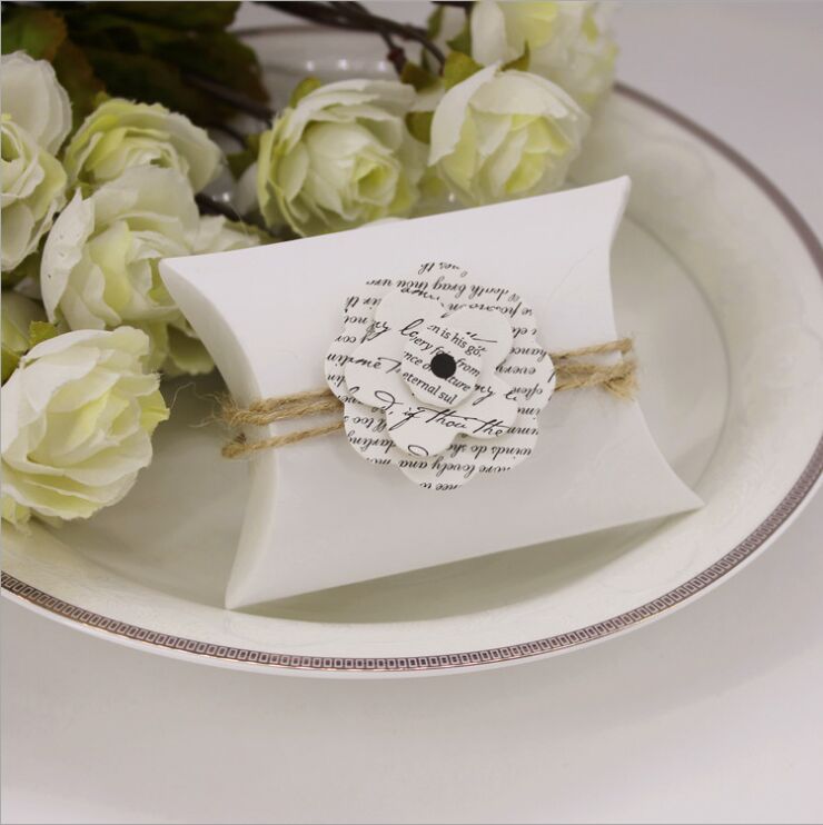    10pcs ȭƮ    ȥ Ź   Ƽ  BoxRopes  Ƽ ǰ/Wedding Gift Boxes 10pcs White Brown Pillow Shape Wedding Favor Gift Box Party C